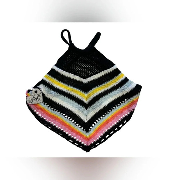 Love Knits Nyc NWT Backless Tank Tie up  Knitted Black/White/Yellow/Pink Size XL - Picture 5 of 7